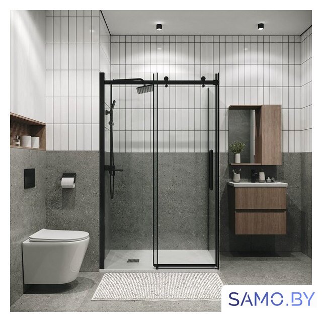 Душевой уголок Grossman Classic 110x90x195 120.K33.04.1190.21.00 (черный матовый/стекло прозрачное) - Изображение №2 — Интернет-магазин samo.by