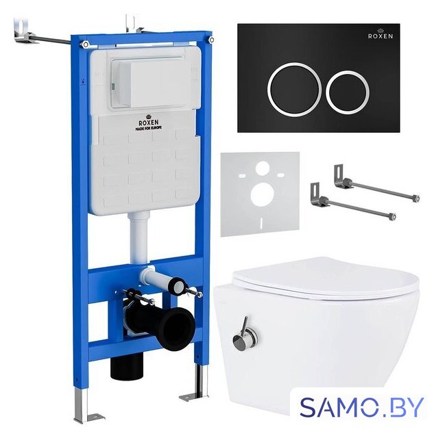 Унитаз подвесной Roxen Antares Bidet в комплекте с инсталляцией StounFix Dual Fresh 6 в 1 906342 (кнопка: черный матовый) - Изображение №1 — Интернет-магазин samo.by