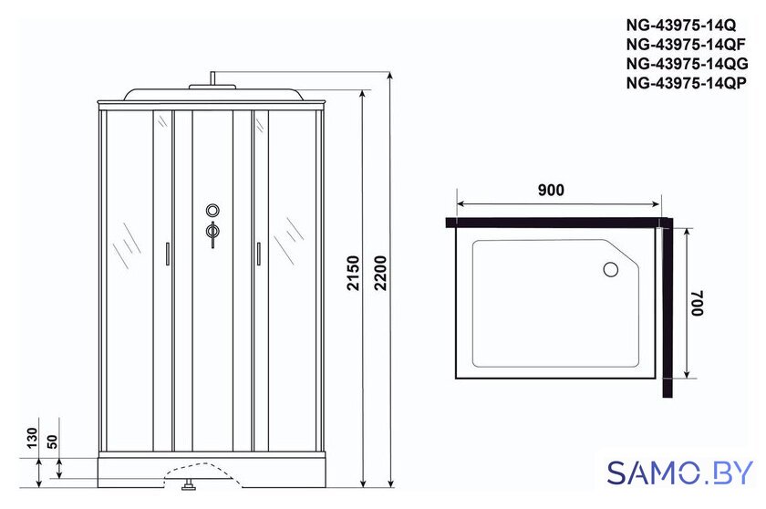 Душевая кабина Niagara NG-43975-14Q 90x70x215 - Изображение №3 — Интернет-магазин samo.by