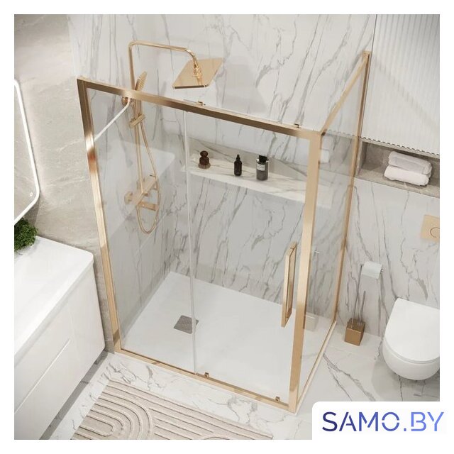 Душевой уголок Grossman Cosmo 100x100x195 120.K33.02.1010.32.00 (золото сатин/стекло прозрачное) - Изображение №9 — Интернет-магазин samo.by