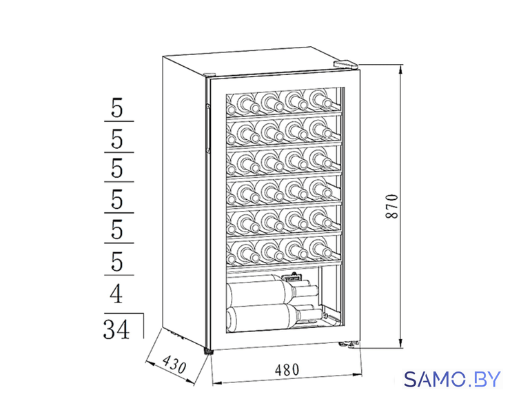Винный шкаф MAUNFELD MFWC-85S34 - Изображение №2 — Интернет-магазин samo.by