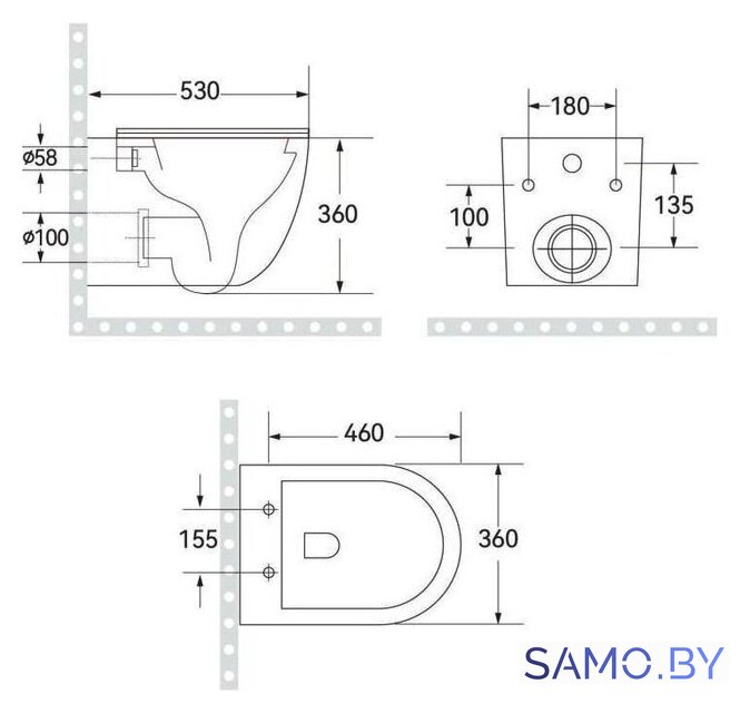 Унитаз подвесной Roxen Antares Tornado Long 530205-01GB-L - Изображение №7 — Интернет-магазин samo.by