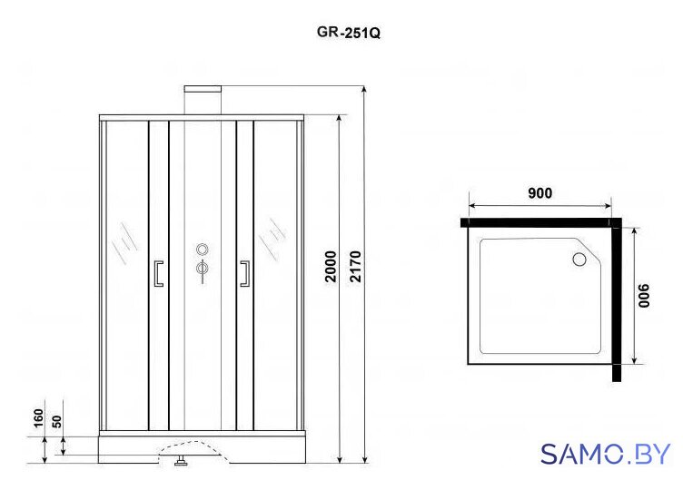 Душевая кабина Grossman GR251Q 90x90 - Изображение №5 — Интернет-магазин samo.by