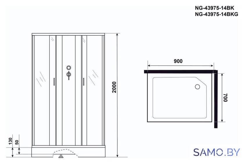 Душевая кабина Niagara NG-43975-14QBK 90x70x200 - Изображение №3 — Интернет-магазин samo.by
