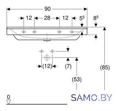 Умывальник Geberit Xeno 2 500.531.01.1 - Изображение №3 — Интернет-магазин samo.by