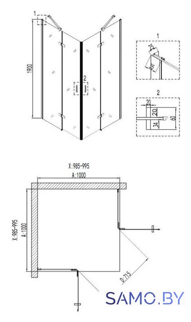Душевой уголок Niagara NG-6814-08 100x100x190 - Изображение №3 — Интернет-магазин samo.by