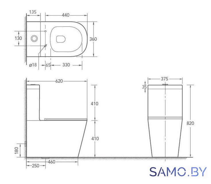 Унитаз напольный SantiLine SL-5014 - Изображение №2 — Интернет-магазин samo.by