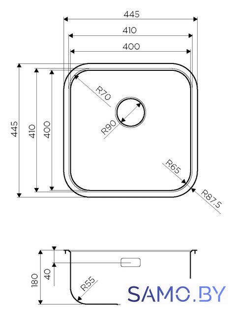 Кухонная мойка Omoikiri Omi 44-U/I Quadro IN - Изображение №2 — Интернет-магазин samo.by