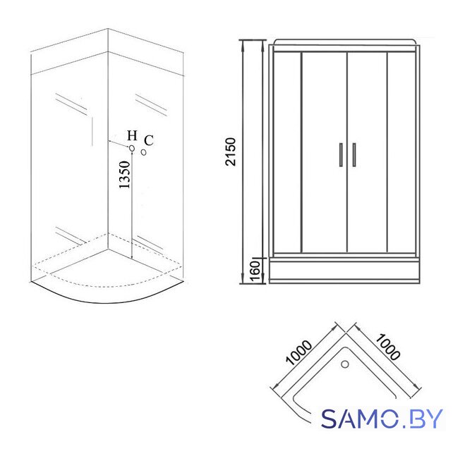 Душевая кабина Grossman GR260 100x100 - Изображение №3 — Интернет-магазин samo.by