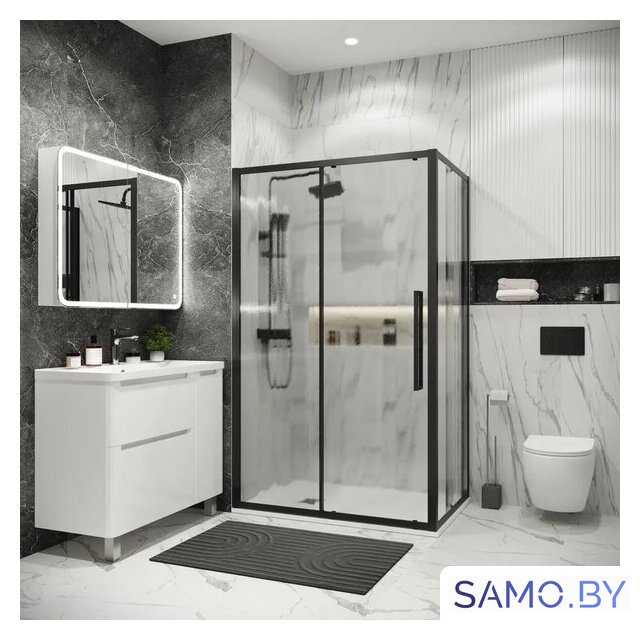 Душевой уголок Grossman Cosmo 100x100x195 120.K33.02.1010.21.02 (черный матовый/стекло шиншилла) - Изображение №7 — Интернет-магазин samo.by