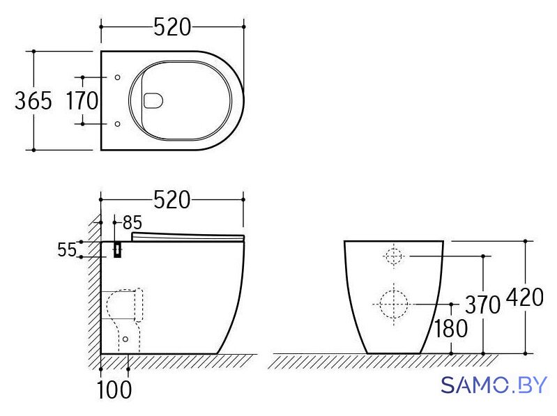 Унитаз подвесной Roxen Antares One Rimless 6 в 1 StounFix Dual Fresh 546881 (кнопка: хром) - Изображение №18 — Интернет-магазин samo.by