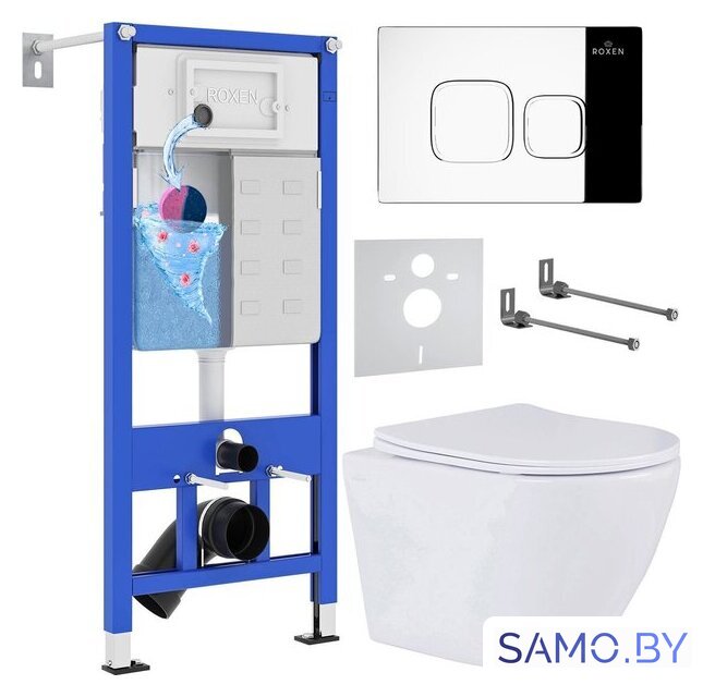 Унитаз подвесной Roxen Antares One Rimless 6 в 1 StounFix Dual Fresh 546881 (кнопка: хром) - Изображение №1 — Интернет-магазин samo.by