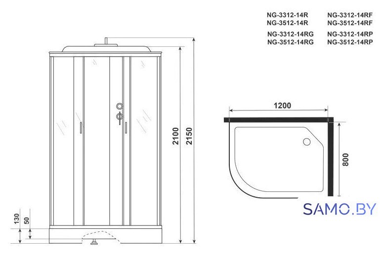 Душевая кабина Niagara NG-3312-14RG 120x80x215 - Изображение №4 — Интернет-магазин samo.by