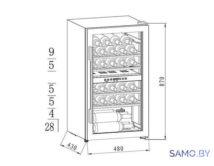 Винный шкаф MAUNFELD MFWC-85D28 - Изображение №2 — Интернет-магазин samo.by