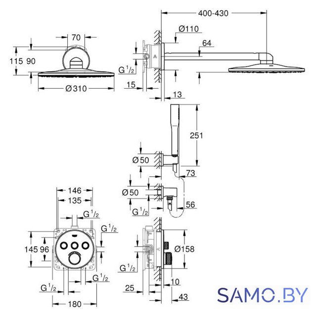 Душевая система  Grohe SmartControl 34709000 - Изображение №2 — Интернет-магазин samo.by