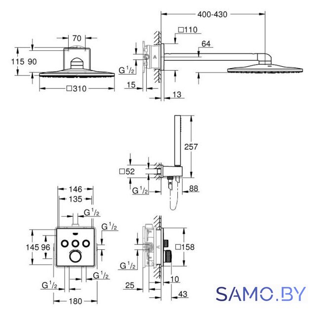 Душевая система  Grohe Grohtherm SmartControl 34706000 - Изображение №6 — Интернет-магазин samo.by