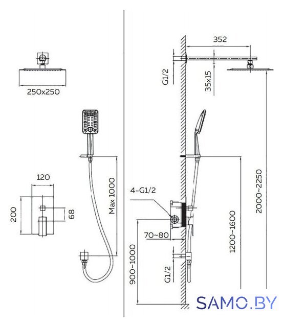Душевая система  Altrobagno Lamberto 040105 NeOp - Изображение №8 — Интернет-магазин samo.by