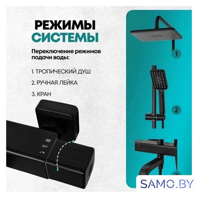 Душевая система  Grocenberg GB7005 (черный матовый) - Изображение №15 — Интернет-магазин samo.by