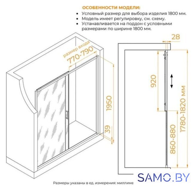 Душевая дверь RGW PA-114-Gr 030811418-110 - Изображение №2 — Интернет-магазин samo.by