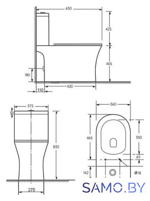 Унитаз напольный Roxen Urban Tornado 600190-01 - Изображение №6 — Интернет-магазин samo.by