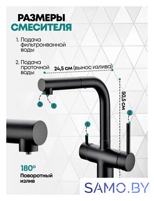 Смеситель Grocenberg GB4097 (черный матовый) - Изображение №4 — Интернет-магазин samo.by