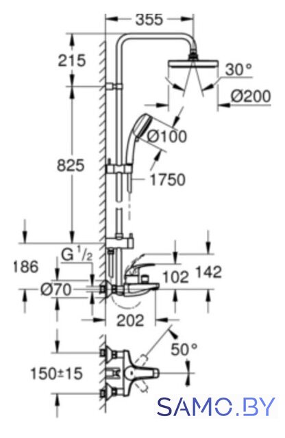 Душевая система  Grohe Tempesta Cosmopolitan 26305001 (хром) - Изображение №2 — Интернет-магазин samo.by