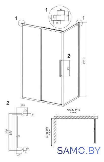 Душевой уголок Grossman Cosmo 140x80x195 120.K33.02.1480.42.00 (графит сатин/стекло прозрачное) - Изображение №10 — Интернет-магазин samo.by
