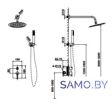 Душевая система  Altrobagno Unione 040410 RaSp - Изображение №9 — Интернет-магазин samo.by