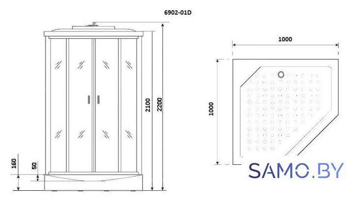 Душевая кабина Niagara NG-6902-01D 100x100 - Изображение №3 — Интернет-магазин samo.by