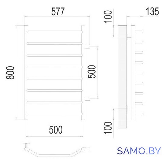 Полотенцесушитель TERMINUS Виктория П8 500x800 бп (хром) - Изображение №3 — Интернет-магазин samo.by