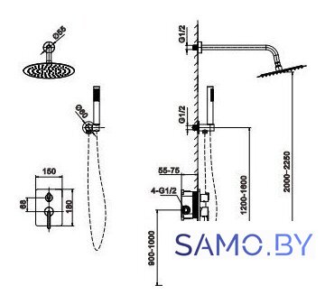 Душевая система  Altrobagno Unione 040407 Cr - Изображение №8 — Интернет-магазин samo.by