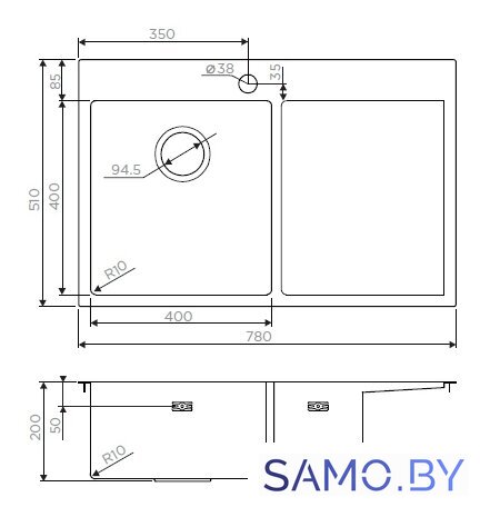 Кухонная мойка Omoikiri Akisame 78-LG-L 4973085 (светлое золото) - Изображение №2 — Интернет-магазин samo.by