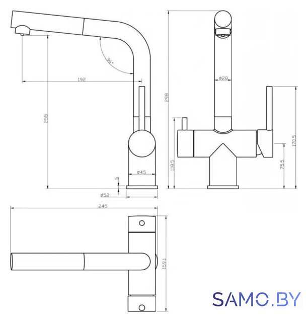 Смеситель Grocenberg GB4097 (никель) - Изображение №2 — Интернет-магазин samo.by