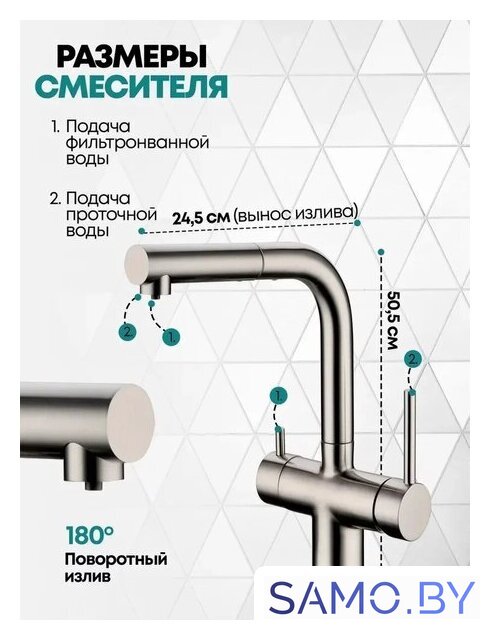 Смеситель Grocenberg GB4097 (никель) - Изображение №4 — Интернет-магазин samo.by