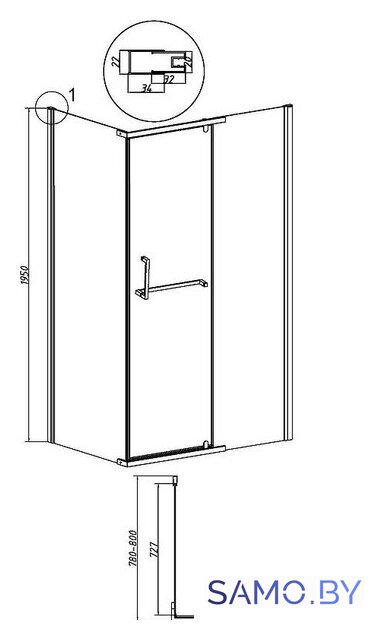 Душевая стенка Grossman Pragma 80x195 200.K33.03.80.21.02 (черный матовый/стекло шиншилла) - Изображение №5 — Интернет-магазин samo.by