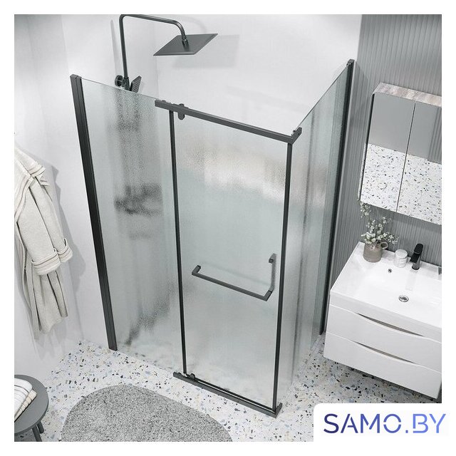 Душевая стенка Grossman Pragma 80x195 200.K33.03.80.21.02 (черный матовый/стекло шиншилла) - Изображение №4 — Интернет-магазин samo.by