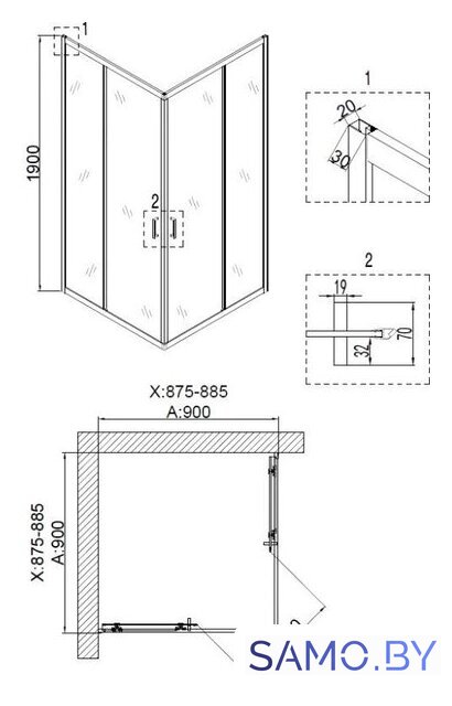 Душевой уголок Niagara Nova NG-6808-08 BLACK 90x90 - Изображение №3 — Интернет-магазин samo.by