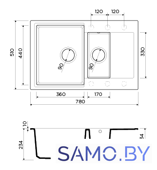 Кухонная мойка Omoikiri Daisen 78-2 BL - Изображение №2 — Интернет-магазин samo.by