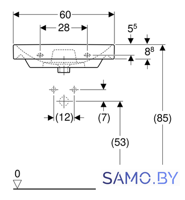 Умывальник Geberit Smyle Square 500.229.01.1 - Изображение №3 — Интернет-магазин samo.by