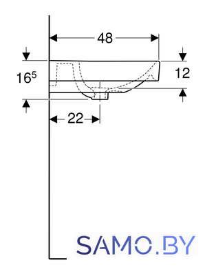 Умывальник Geberit Smyle Square 500.229.01.1 - Изображение №4 — Интернет-магазин samo.by