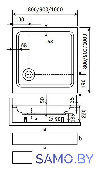 Душевой поддон RGW Стиль KV 90x90 - Изображение №2 — Интернет-магазин samo.by
