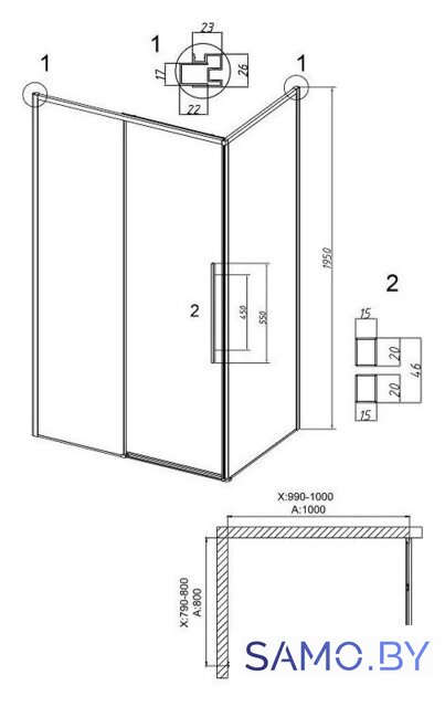 Душевой уголок Grossman Galaxy 100x80x195 120.K33.01.1080.21.00 (черный матовый/прозрачное стекло) - Изображение №10 — Интернет-магазин samo.by