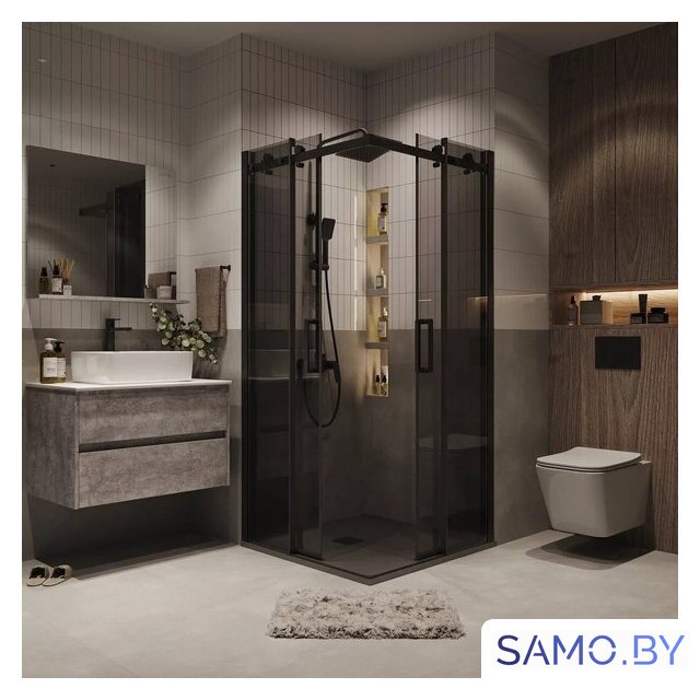 Душевой уголок Grossman Classic 100x100x195 300.K33.04.1010.21.10 (черный матовый/тонированное стекло) - Изображение №18 — Интернет-магазин samo.by