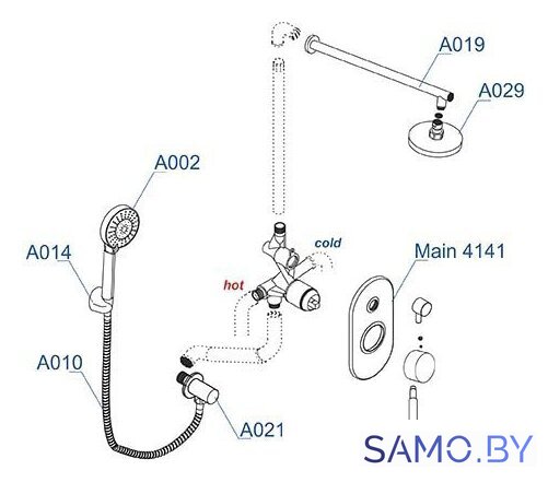 Душевая система  Wasserkraft A14129 - Изображение №6 — Интернет-магазин samo.by