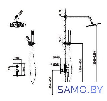 Душевая система  Altrobagno Unione 040409 GrMt - Изображение №8 — Интернет-магазин samo.by