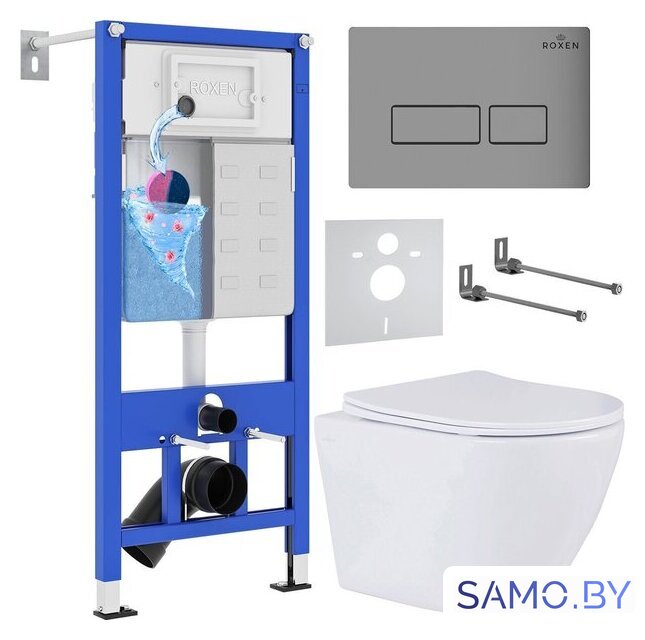 Унитаз подвесной Roxen Antares One Rimless 6 в 1 StounFix Dual Fresh 597373 (кнопка: матовая) - Изображение №1 — Интернет-магазин samo.by