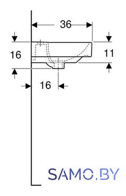 Умывальник Geberit Smyle Square 500.222.01.1 - Изображение №4 — Интернет-магазин samo.by