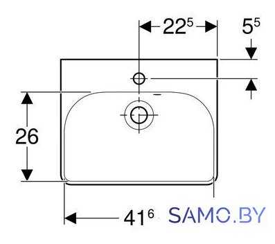 Умывальник Geberit Smyle Square 500.222.01.1 - Изображение №2 — Интернет-магазин samo.by