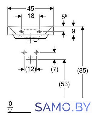Умывальник Geberit Smyle Square 500.222.01.1 - Изображение №3 — Интернет-магазин samo.by