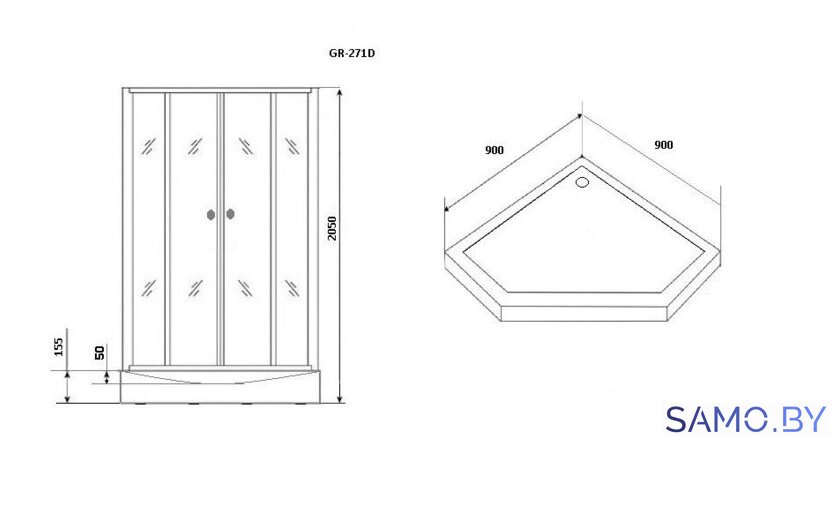 Душевая кабина Grossman GR271D 90x90 - Изображение №5 — Интернет-магазин samo.by